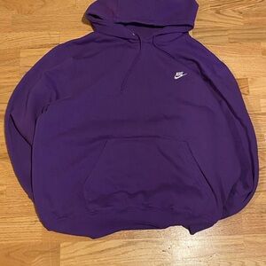 Nike Men's Purple Crewneck Hoodie with Small White Logo